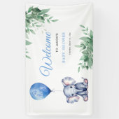Het is een Boy Elephant Balloon Blue Baby shower Spandoek (Verticaal)