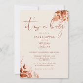 Het is een Boy Floral Autumn Herfst Baby shower Kaart (Voorkant)