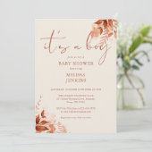Het is een Boy Floral Autumn Herfst Baby shower Kaart (Staand voorkant)