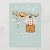 Het is een Boy Floral Baby shower Uitnodiging