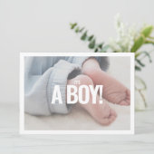 Het is een boy foto baby shower kaart. kaart (Staand voorkant)