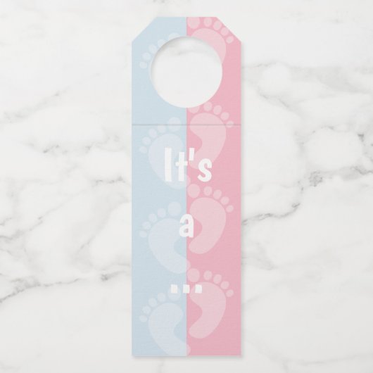 Het is een...Boy Gender onthulling Party Favor Flessenhanger (Voorkant)