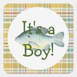 Het is een Boy Gevist Baby showers Sticker