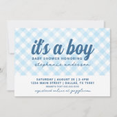 Het is een Boy Gingham Baby shower Kaart (Voorkant)