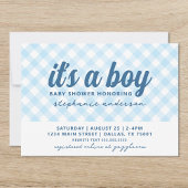 Het is een Boy Gingham Baby shower Kaart