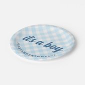 Het is een Boy Gingham Baby shower Papieren Bordje (Gekanteld)
