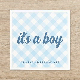 Het is een Boy Gingham Baby shower Servet