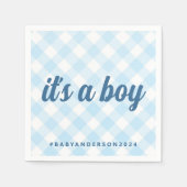 Het is een Boy Gingham Baby shower Servet (Voorkant)