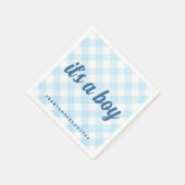 Het is een Boy Gingham Baby shower Servet (Hoek)