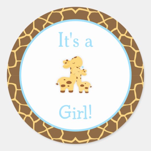 Het is een Boy Giraffe Baby shower Ronde Sticker (Voorkant)