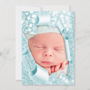 Het is een Boy Girl Foto Blauw 3D Glitter Baby sho Kaart