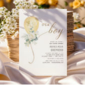 Het is een Boy Gold Balloon & Greenery Baby shower Kaart