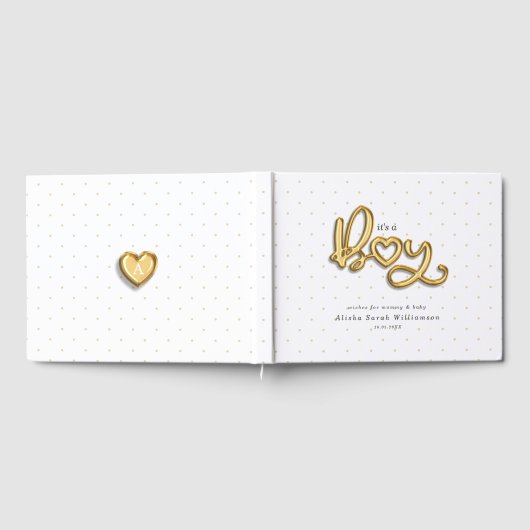 Het is een Boy Gold Script Balloon Letters Baby Gastenboek (Volledig)