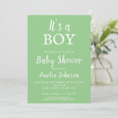 Het is een Boy Green Baby Girl Baby shower Kaart (Staand voorkant)