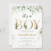 Het is een Boy Greenery Baby shower Kaart (Voorkant)