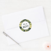 Het is een BOY. Groene camo aankondiging voor stic Ronde Sticker (Envelop)