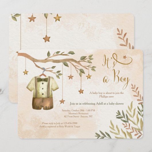 Het is een Boy Herfst Baby Shower Uitnodigingen (Voorkant / Achterkant)