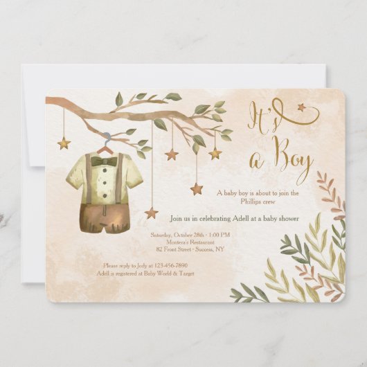 Het is een Boy Herfst Baby Shower Uitnodigingen (Voorkant)