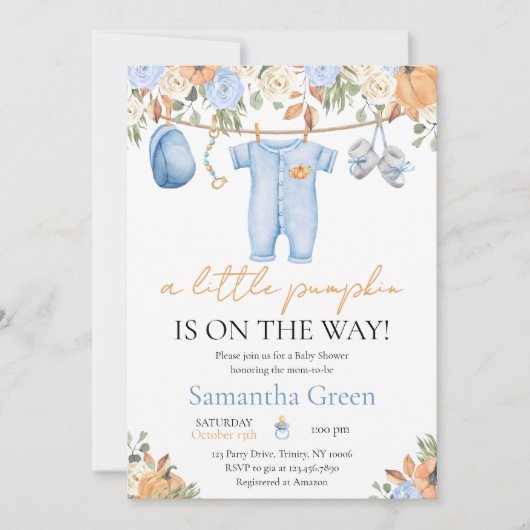 Het is een Boy Herfst Clothes Little Pumpkin Baby  Kaart (Voorkant)