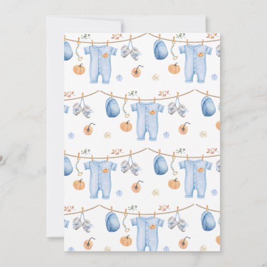 Het is een Boy Herfst Clothes Little Pumpkin Baby  Kaart (Achterkant)