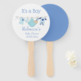 Het is een Boy Leuke illustratie Blauw Baby shower Handwaaier