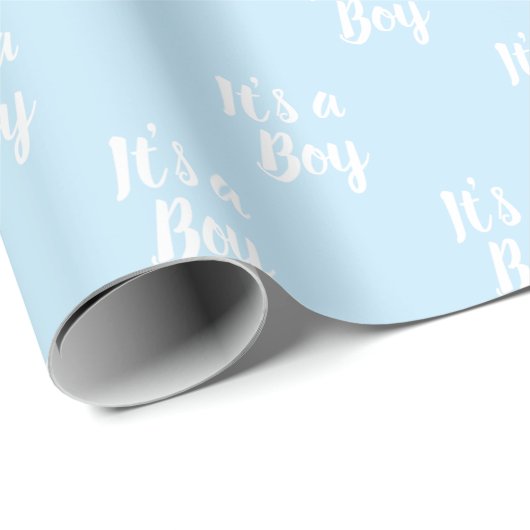 Het is een Boy, lichtblauw wit baby shower cadeau Cadeaupapier (Rol Hoek)
