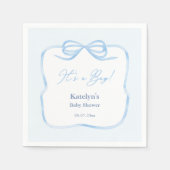 Het is een Boy Light Blue Bow Baby shower Party Servet (Voorkant)