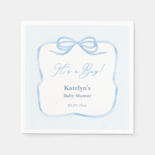 Het is een Boy Light Blue Bow Baby shower Party Servet