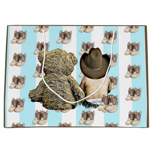 Het is een Boy Lil Cowboy Baby en Teddy Bear Groot Cadeauzakje (Voorkant)