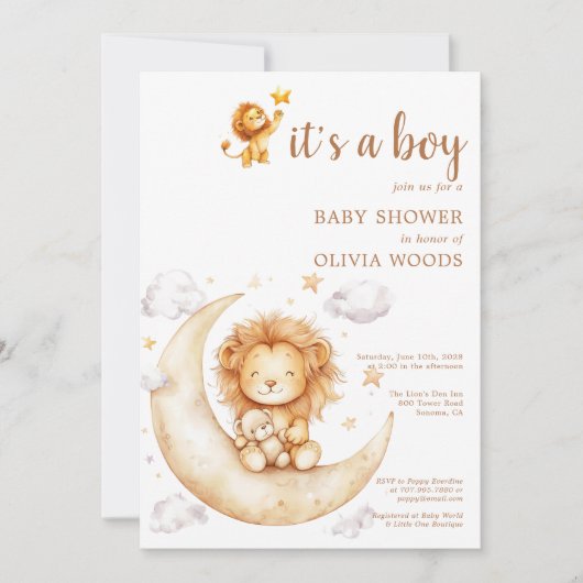 Het is een Boy Lion Baby shower Kaart (Voorkant)
