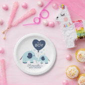 Het is een Boy Lovely Blue Elephant Baby shower Papieren Bordje (Feest)