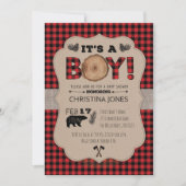 Het is een Boy Lumberjack Baby shower Invitation Kaart (Voorkant)