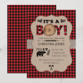 Het is een Boy Lumberjack Baby shower Invitation Kaart (Voorkant / Achterkant)