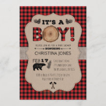 Het is een Boy Lumberjack Baby shower Invitation