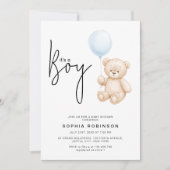 Het is een Boy Minimalist Teddy Bear-Baby shower Kaart (Voorkant)