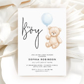 Het is een Boy Minimalist Teddy Bear-Baby shower Kaart