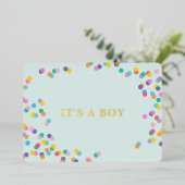 Het is een Boy Mint Green Baby shower Confetti Gol Folie Uitnodiging (Staand Voorkant)