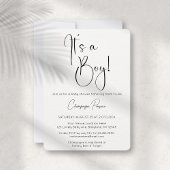 Het is een Boy Modern Script Baby shower Invitatio Kaart