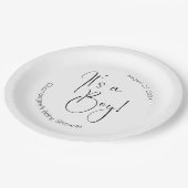 Het is een Boy Modern Script-Baby shower Papieren Bordje (Gekanteld)