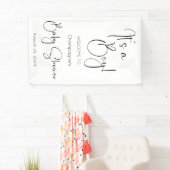 Het is een Boy Modern Script-Baby shower Spandoek (Insitu)