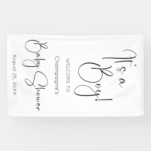 Het is een Boy Modern Script-Baby shower Spandoek (Horizontaal)