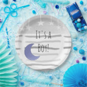 Het is een Boy Moon and Stars Baby shower Papieren Bordje (Feest)