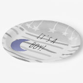 Het is een Boy Moon and Stars Baby shower Papieren Bordje (Gekanteld)