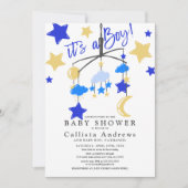 Het is een Boy Moon Stars Wieg Mobiel Baby shower Kaart (Voorkant)
