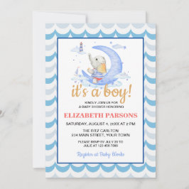 Het is een Boy Nautical Moon Baby shower Kaart