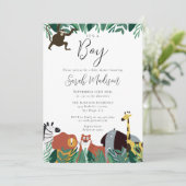 Het is een Boy Oerwoud Safari Animals Baby shower Kaart (Staand voorkant)