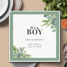 Het is een Boy Palms Leaves Floral Green Baby show