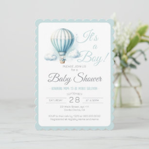 Het is een Boy Pastel Blue Air Balloon Baby shower Kaart