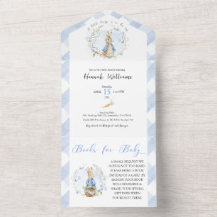 Het is een Boy Peter Rabbit Baby shower All In One Uitnodiging