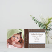 Het is een Boy-Photo Card Stats Deep Brown Blue St Aankondiging (Staand voorkant)